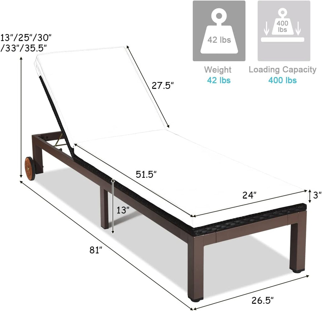 Rattan Adjustable Patio Chaise Lounge