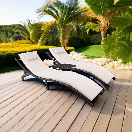 Rattan Patio Chaise Lounge Set