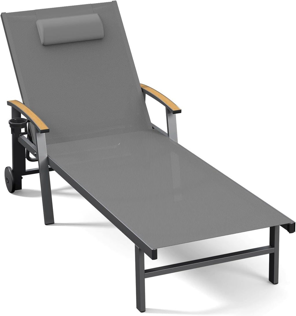 Aluminum Wheeled Patio Chaise Lounge