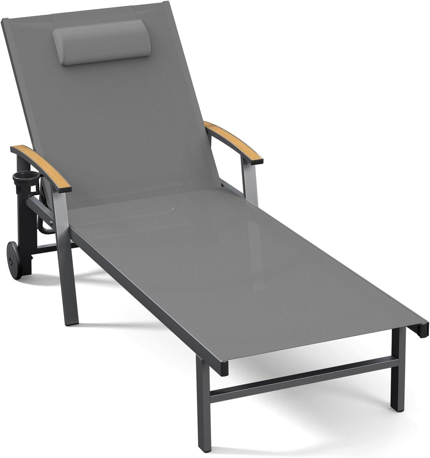 Aluminum Wheeled Patio Chaise Lounge