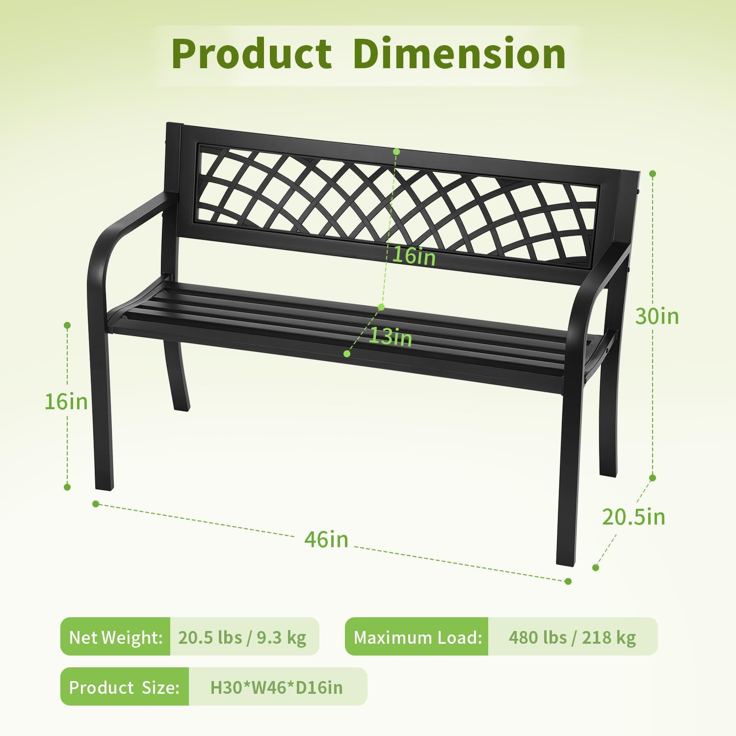 Metal Grid Design Outdoor Garden Bench