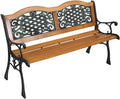 Cast Iron Teak Outdoor Garden Bench