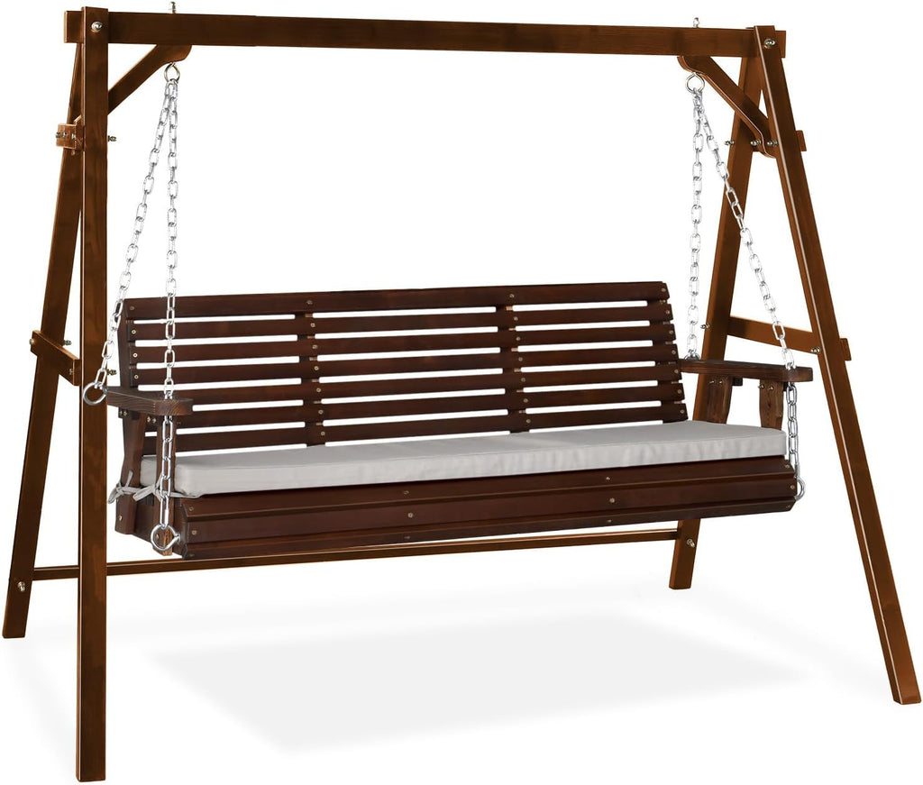 Porch Swing with Stand and Cushions
