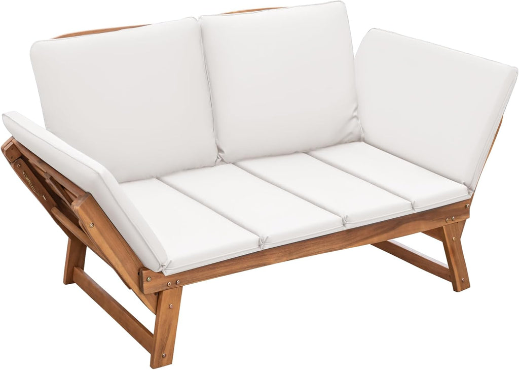 Acacia Wood Convertible Patio Sofa
