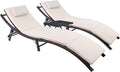 Rattan Patio Chaise Lounge Set