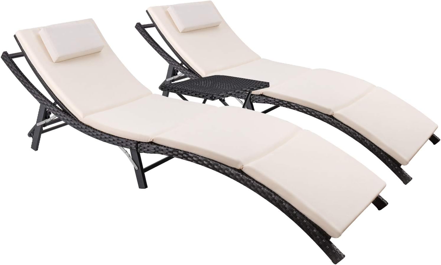 Rattan Patio Chaise Lounge Set