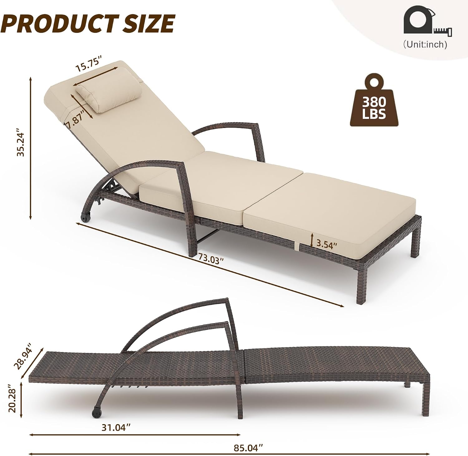 Rattan Patio Chaise Lounge Set