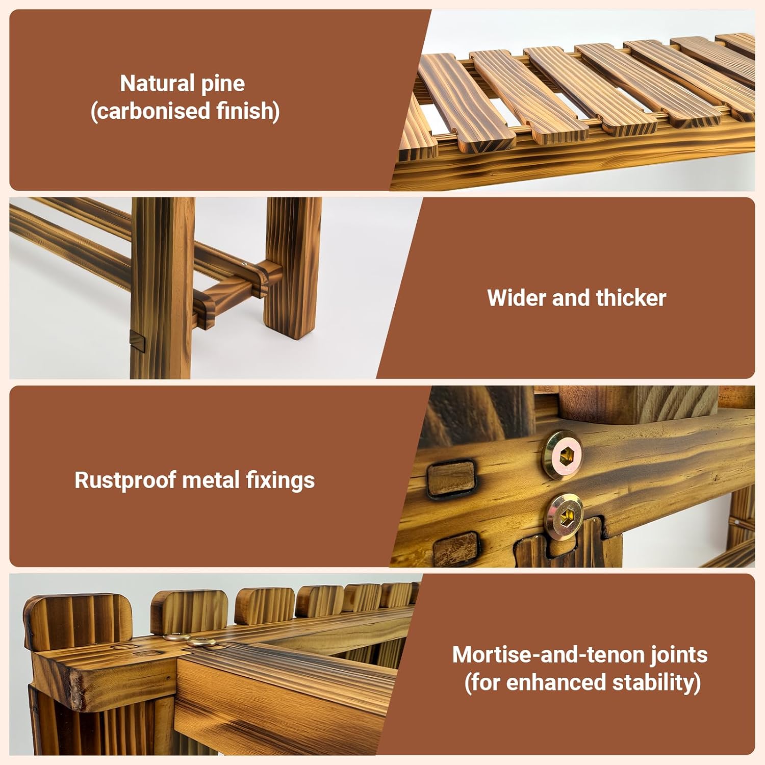 Backless Wooden Outdoor Garden Bench