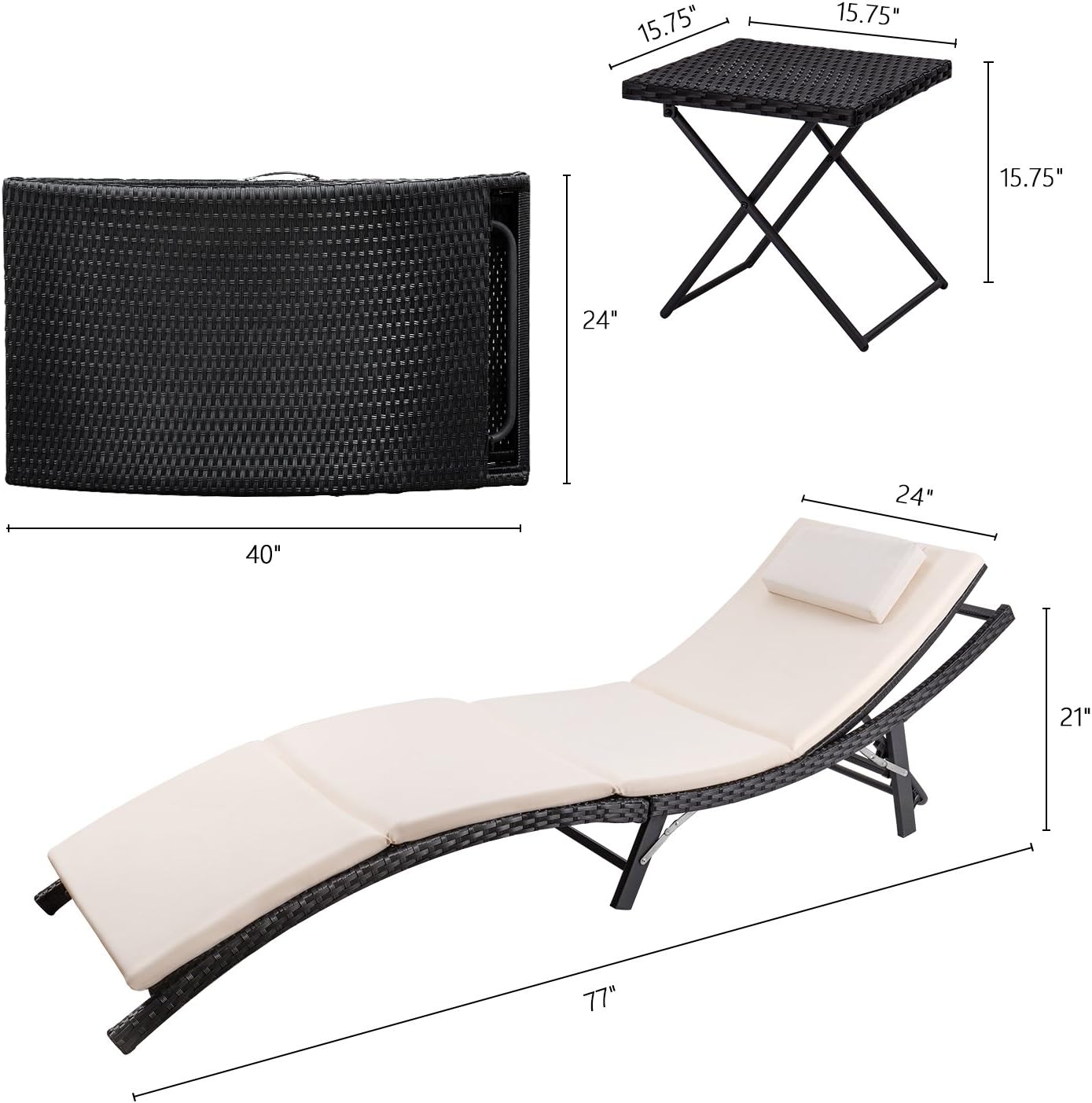 Rattan Patio Chaise Lounge Set