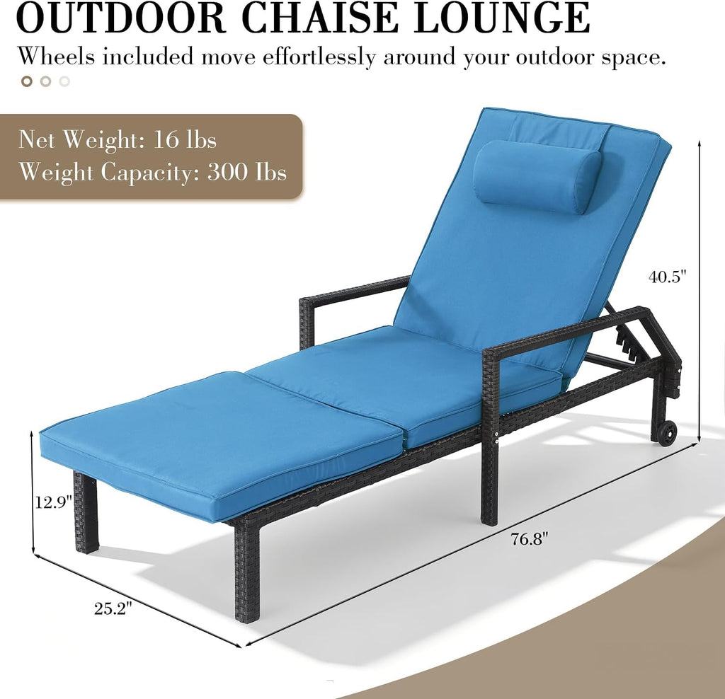 Rattan Patio Chaise Lounge Set