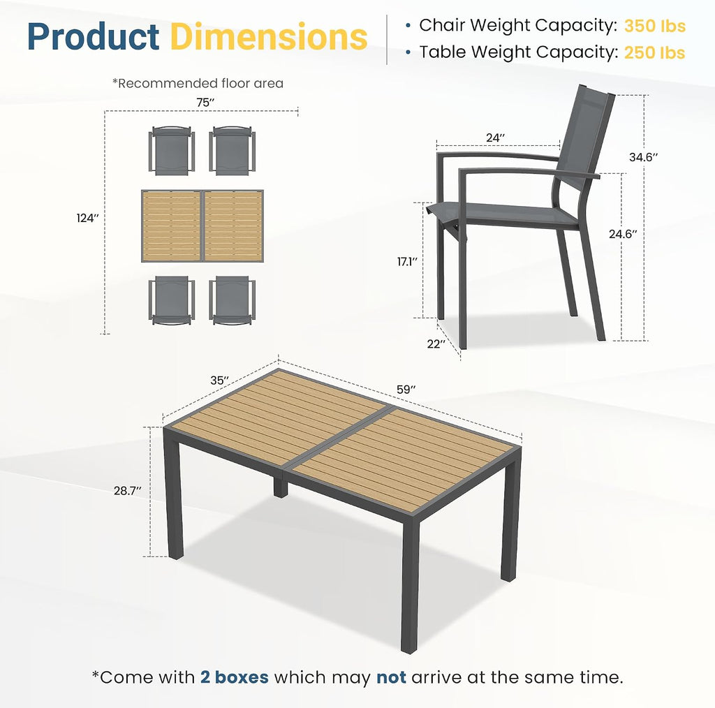 4-Piece Aluminum Patio Dining Set