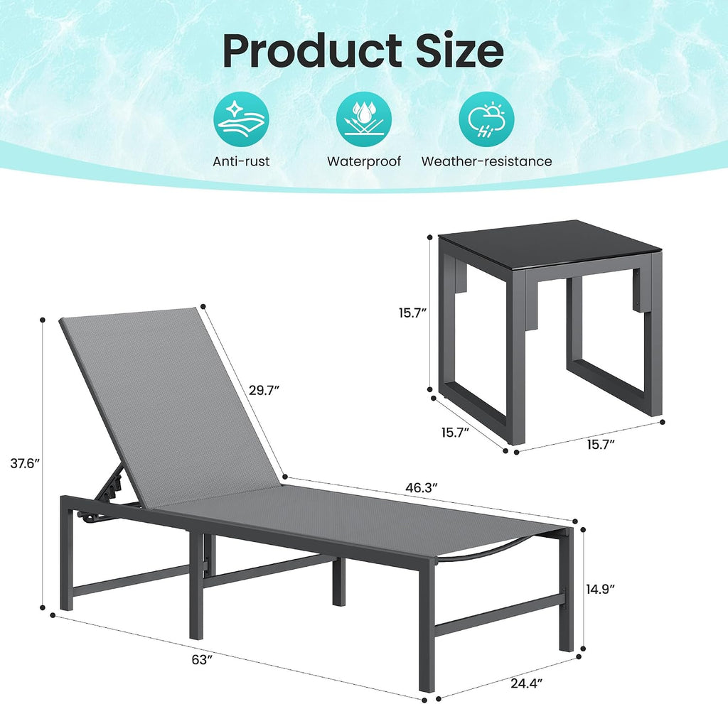 Adjustable Patio Chaise Lounge Set
