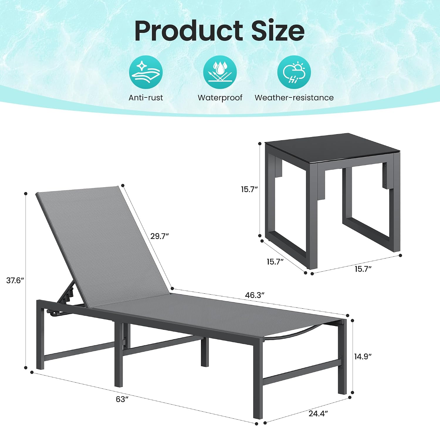 Adjustable Patio Chaise Lounge Set