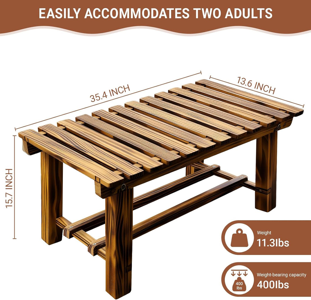 Backless Wooden Outdoor Garden Bench
