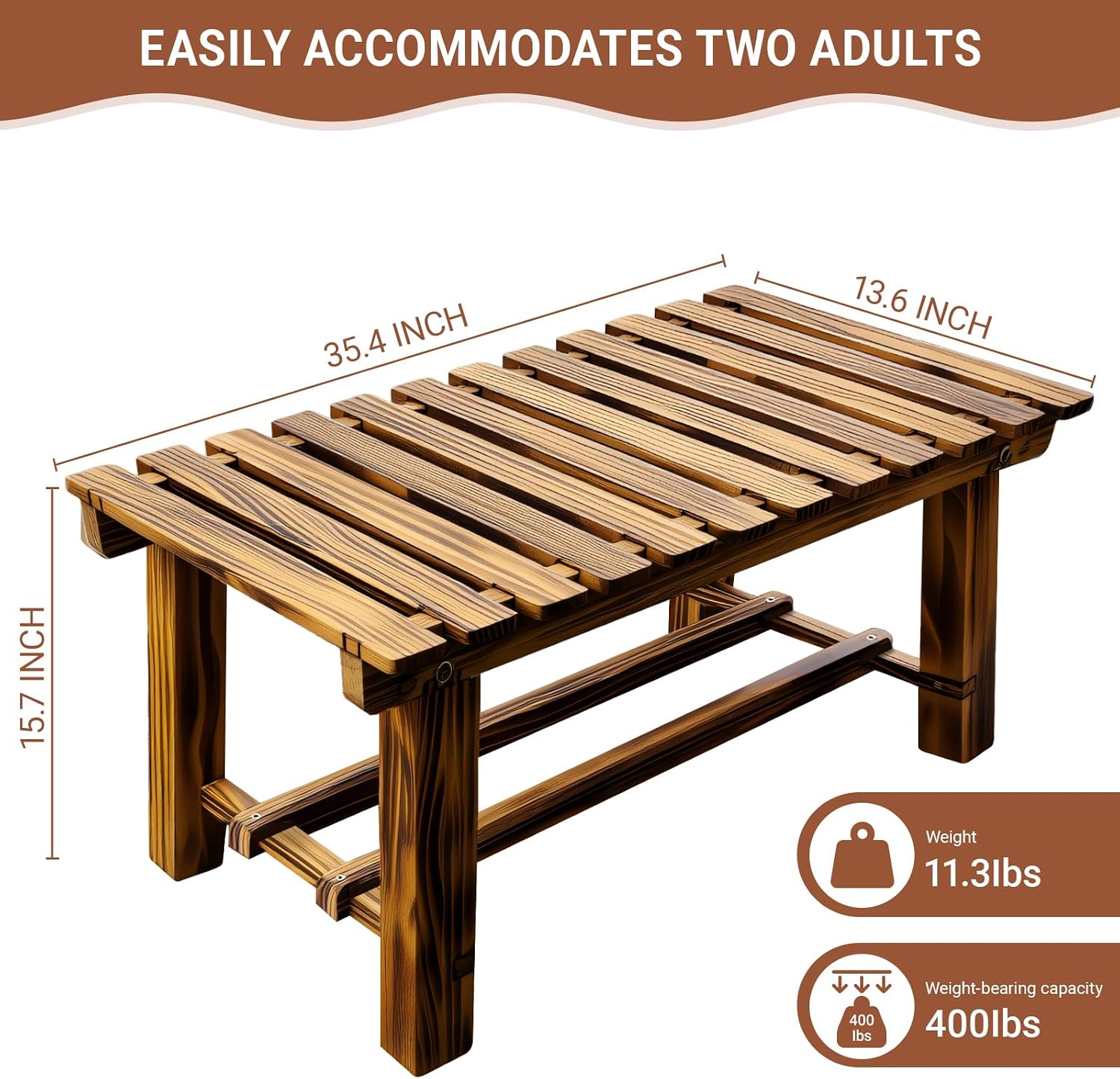 Backless Wooden Outdoor Garden Bench