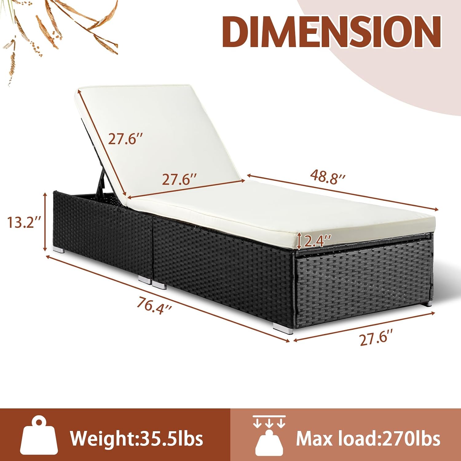 Rattan Adjustable Patio Chaise Lounge