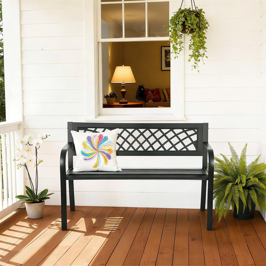 Metal Grid Design Outdoor Garden Bench