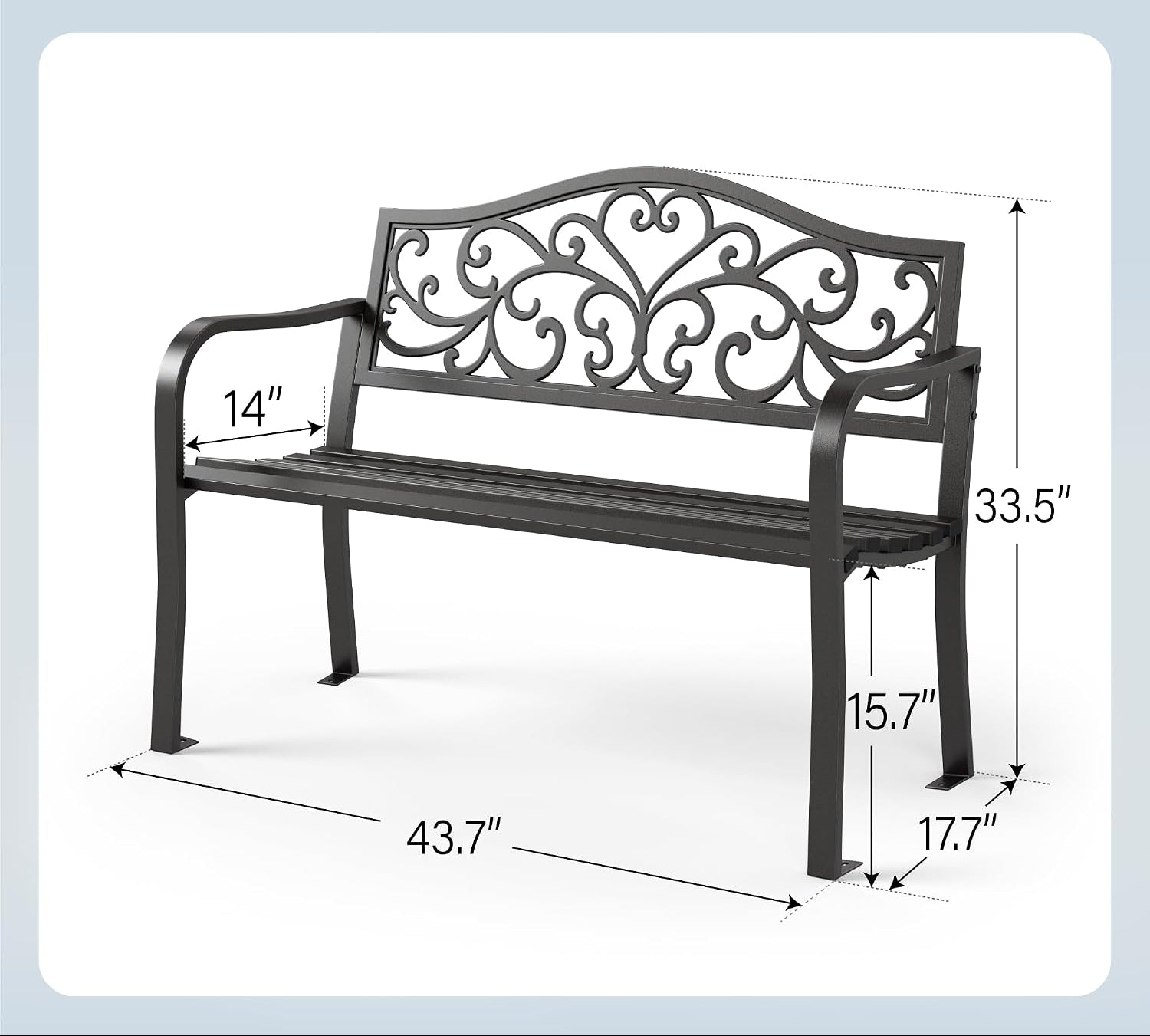 Cast Iron Floral Outdoor Garden Bench