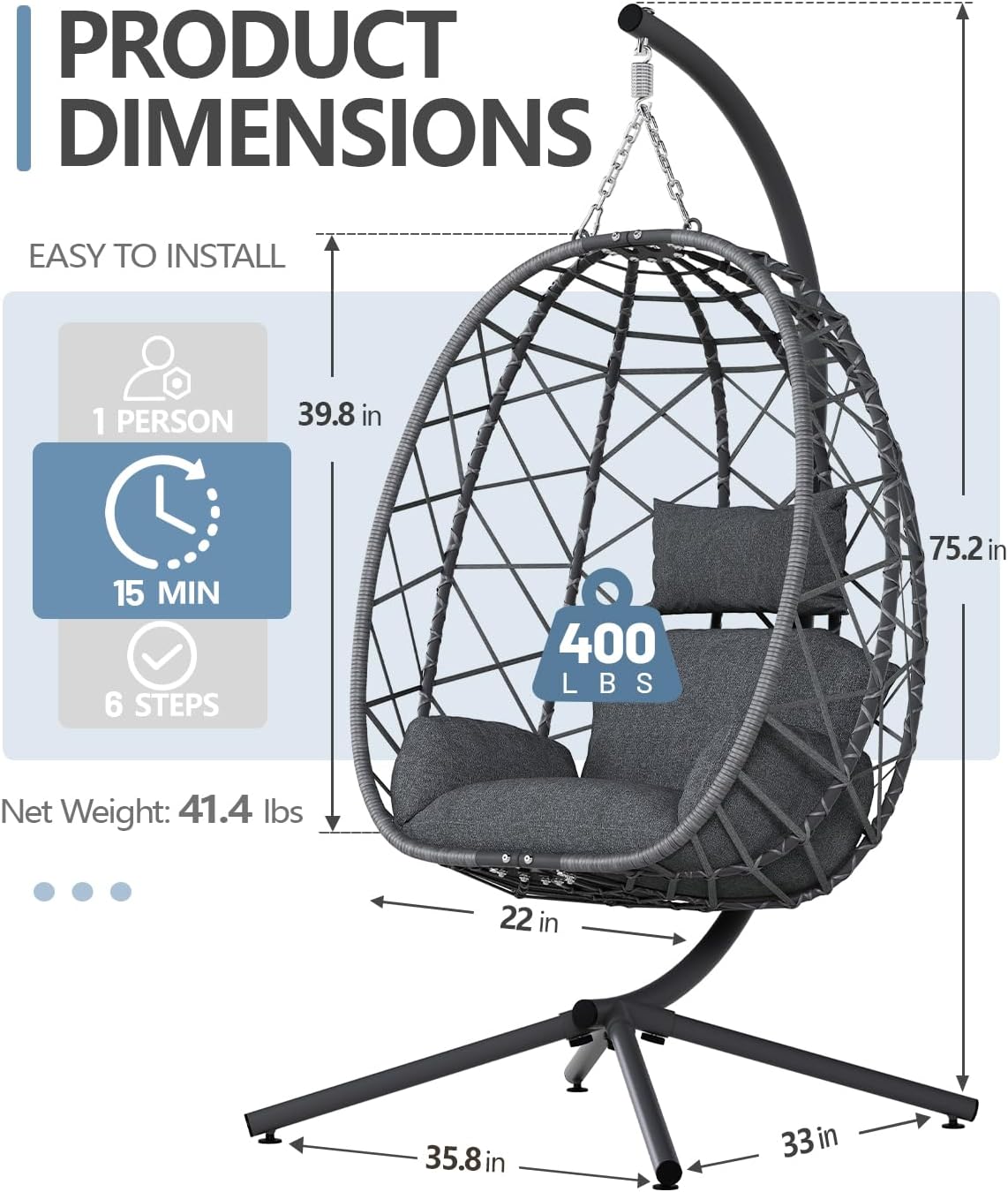 Rattan Hanging Egg Chair with Stand