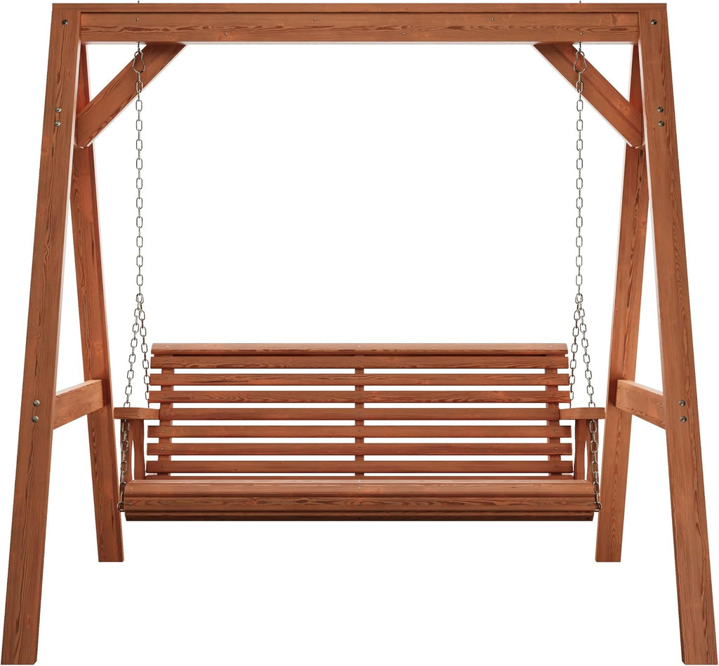 Wood Porch Swing with A-Frame Stand