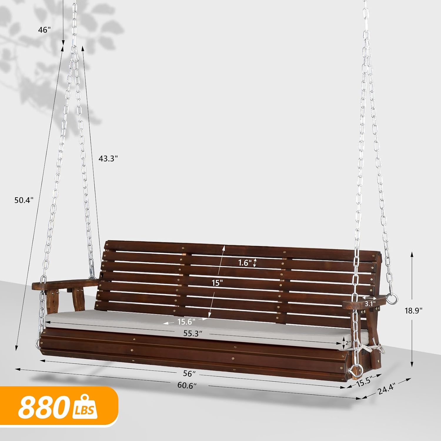 Porch Swing with Stand and Cushions