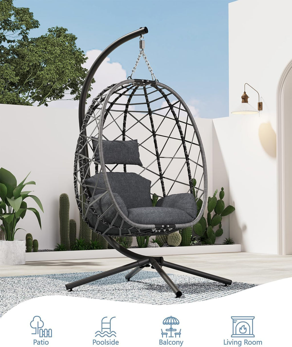 Rattan Hanging Egg Chair with Stand