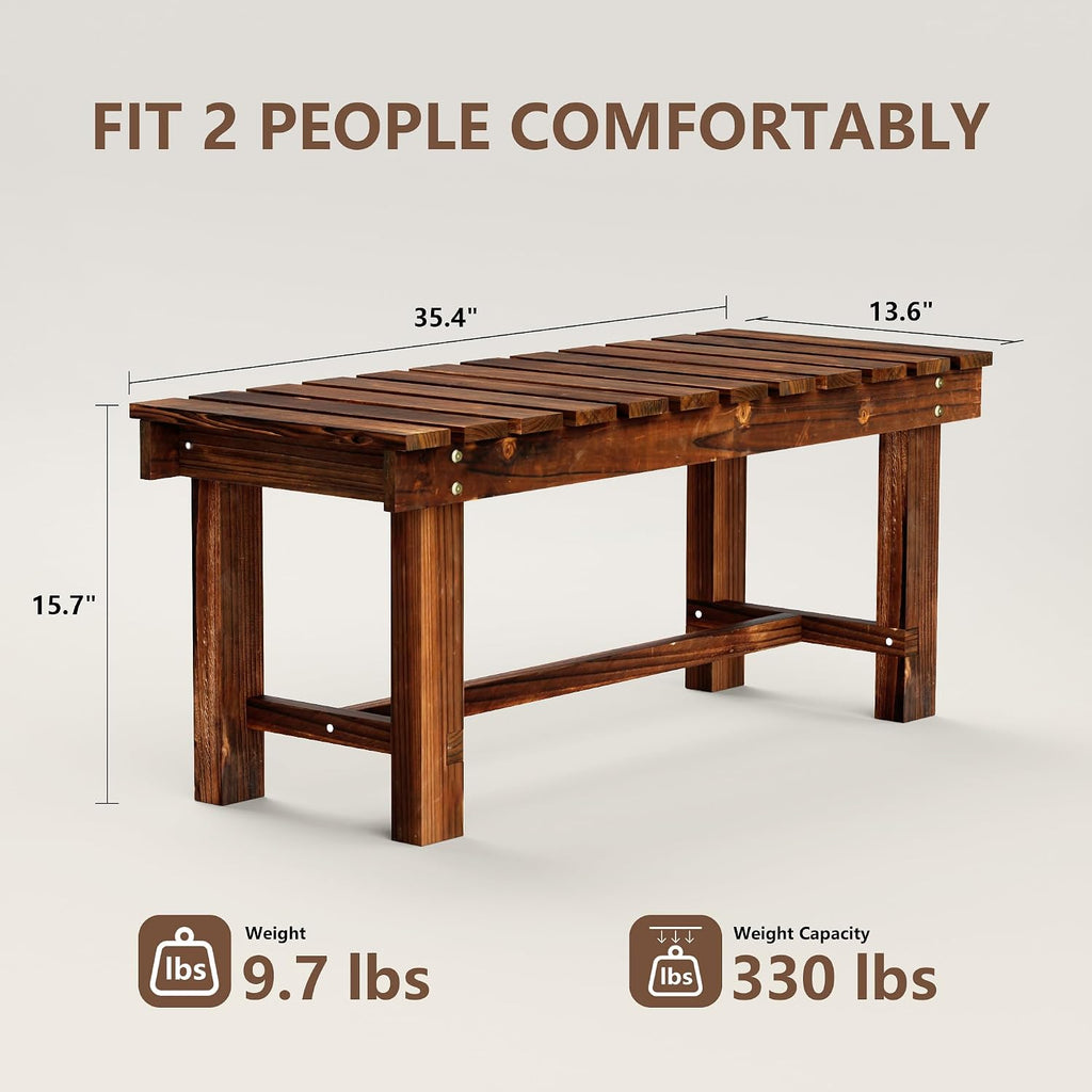2-in-1 Wooden Outdoor Garden Bench