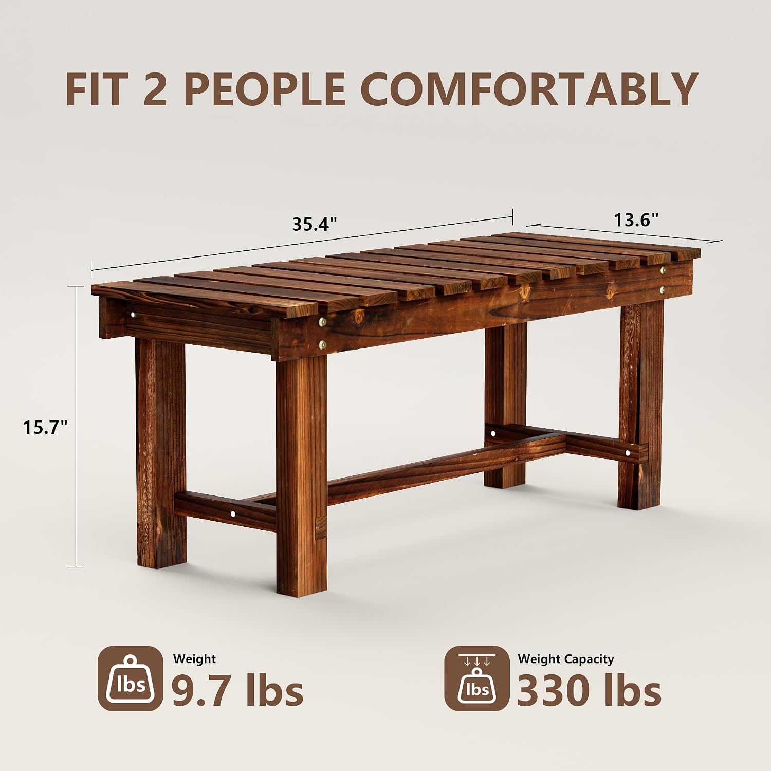 2-in-1 Wooden Outdoor Garden Bench