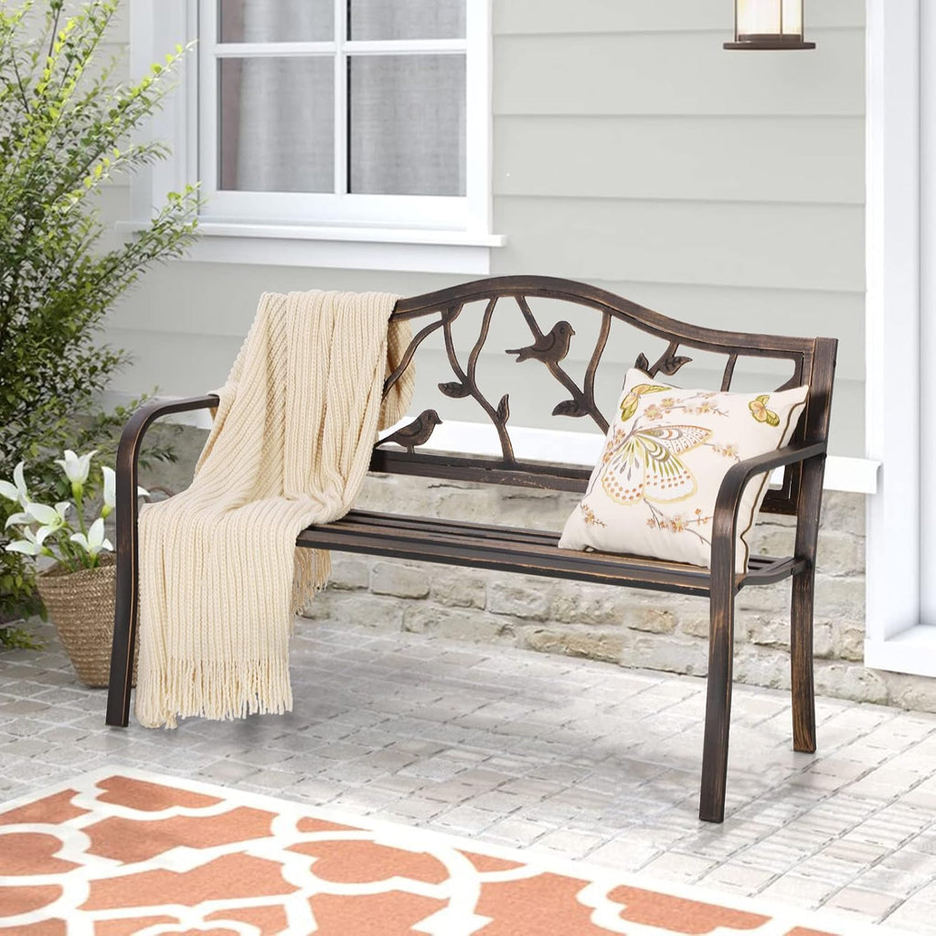 Wrought Iron Outdoor Garden Bench