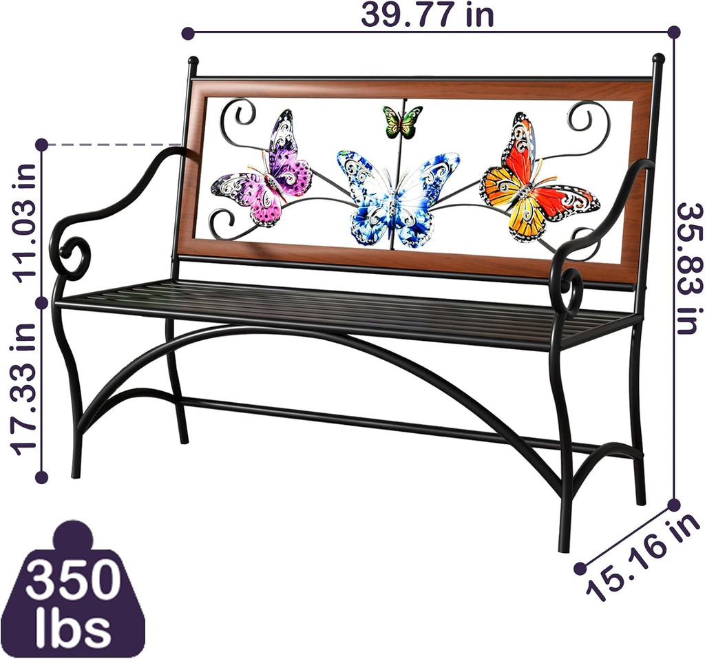Cast Iron Butterfly Garden Bench