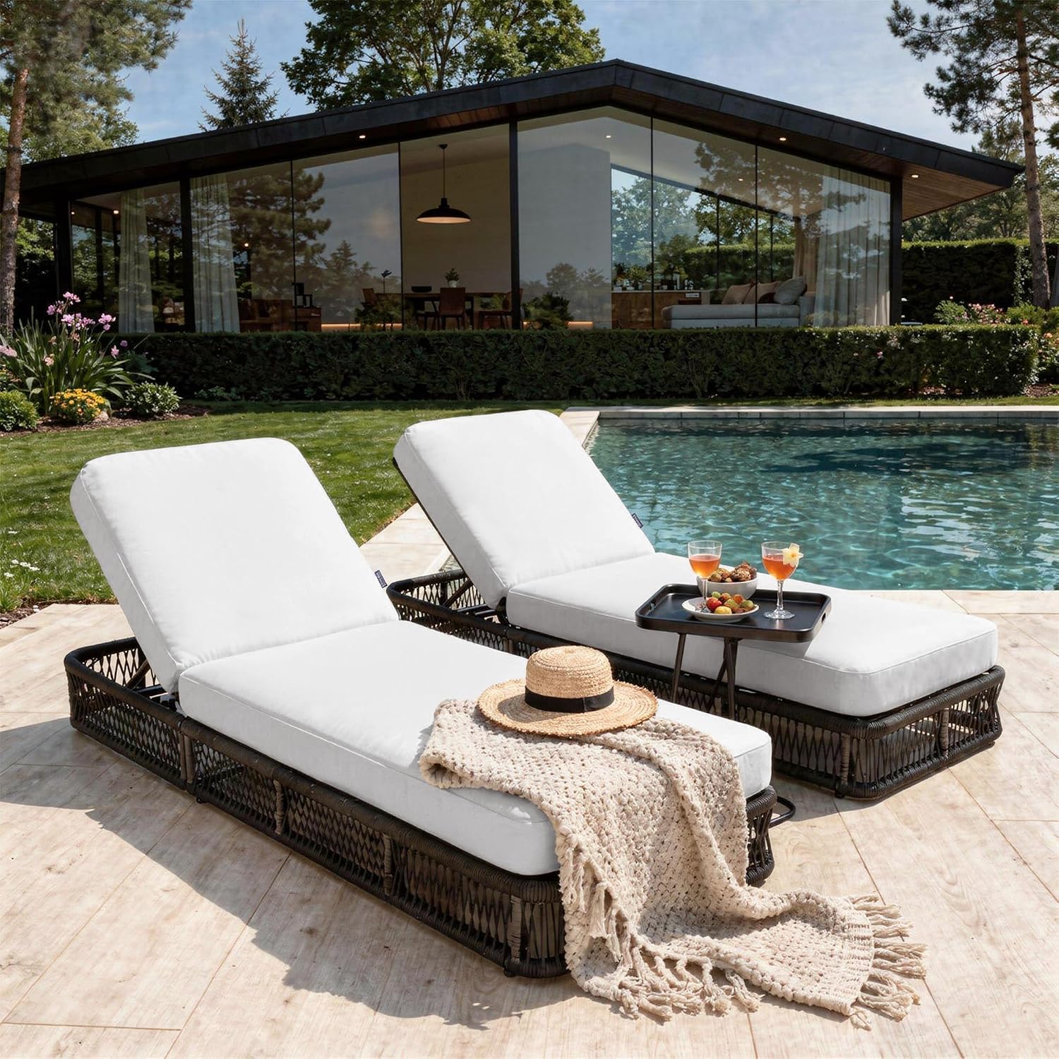 Rope Patio Chaise Lounge Set