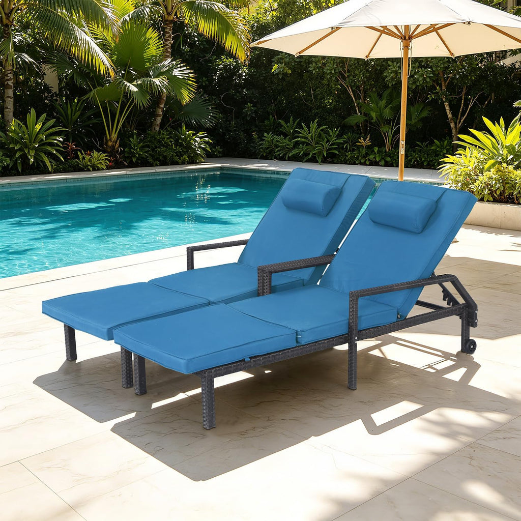 Rattan Patio Chaise Lounge Set