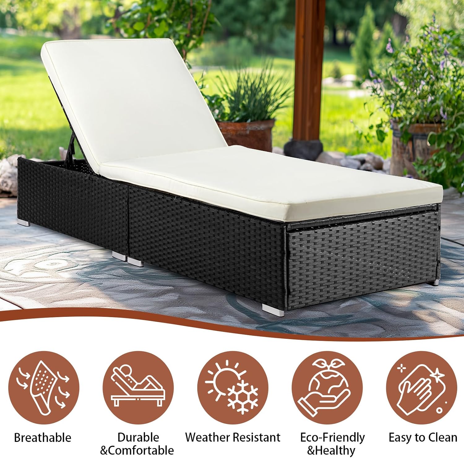 Rattan Adjustable Patio Chaise Lounge