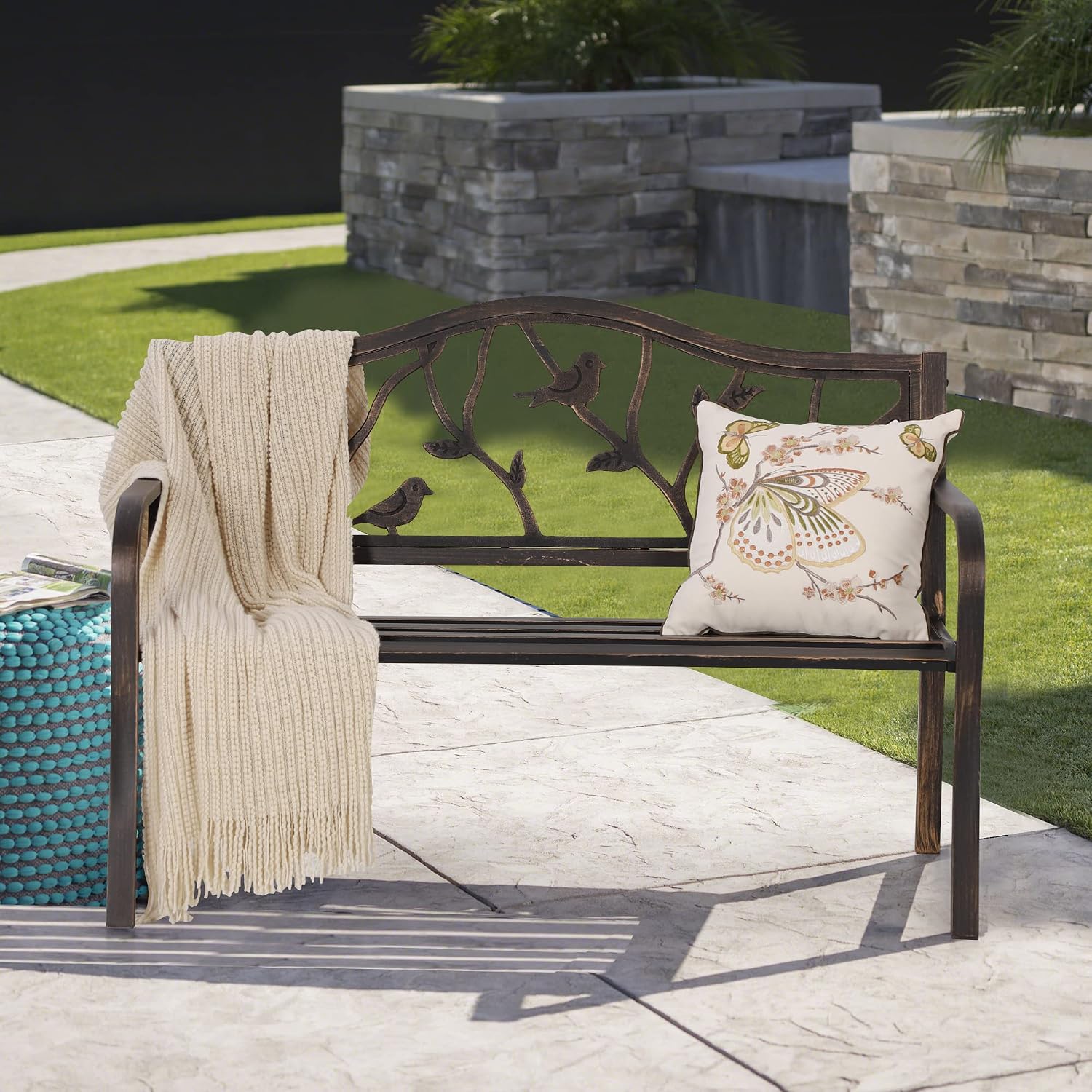 Wrought Iron Outdoor Garden Bench