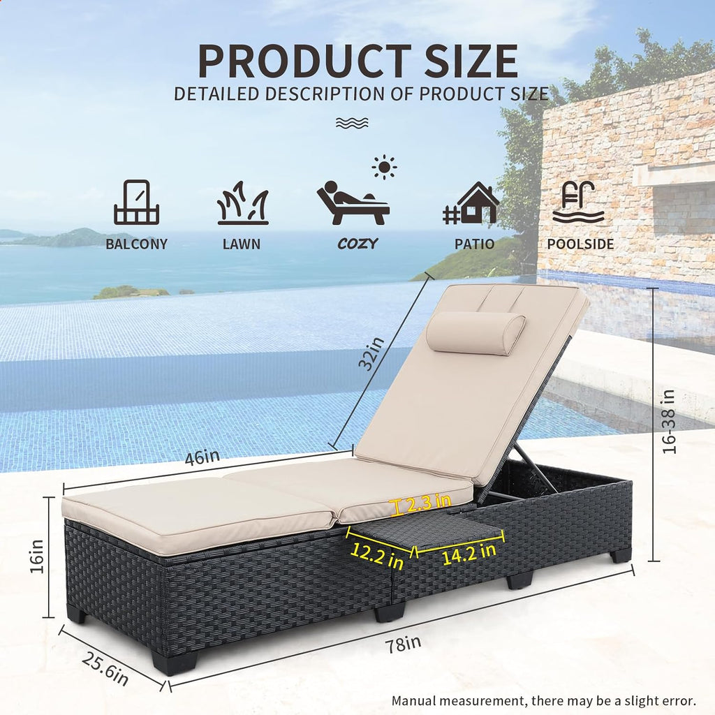 Rattan Adjustable Patio Chaise Lounge Set