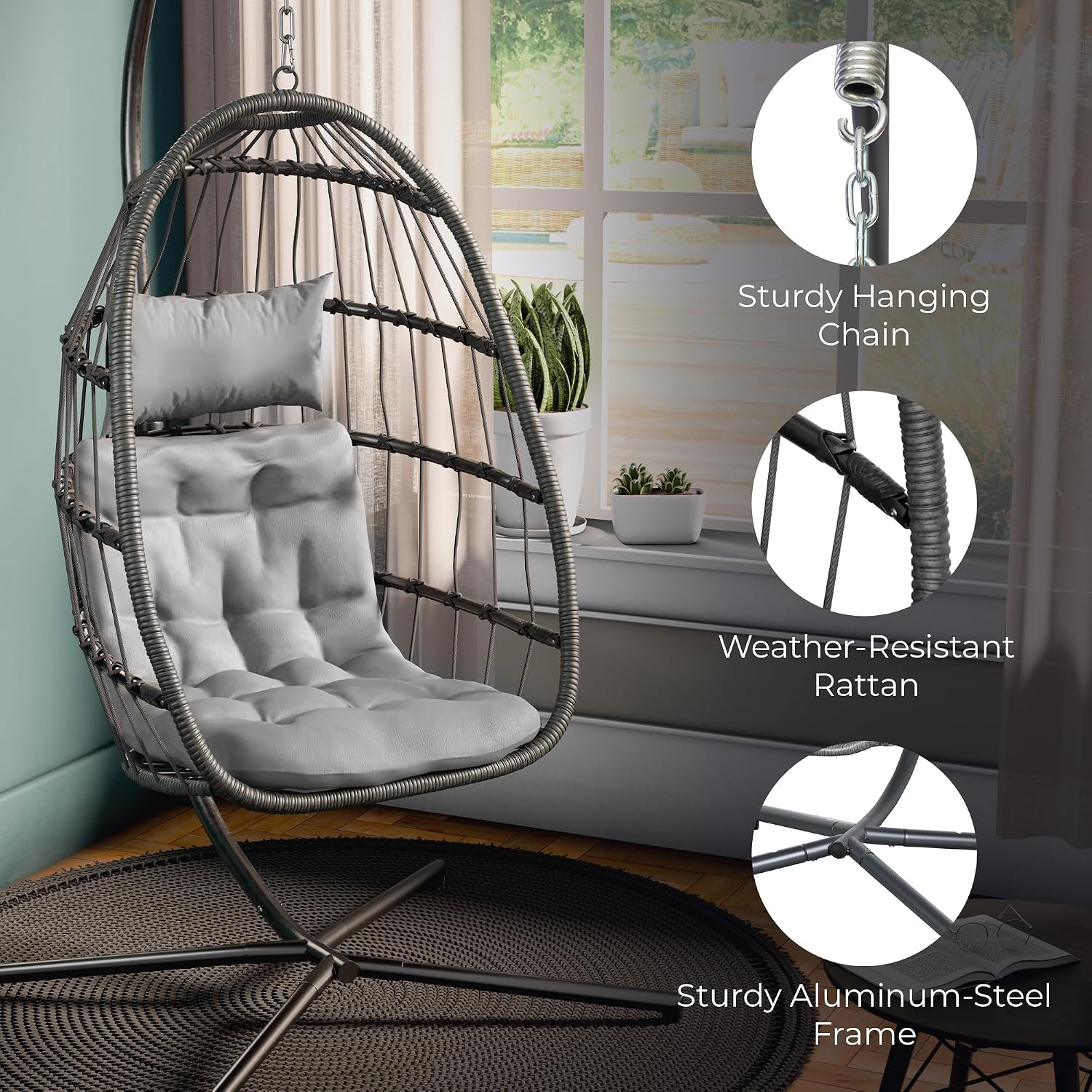 Hanging Egg Swing Chair with Stand
