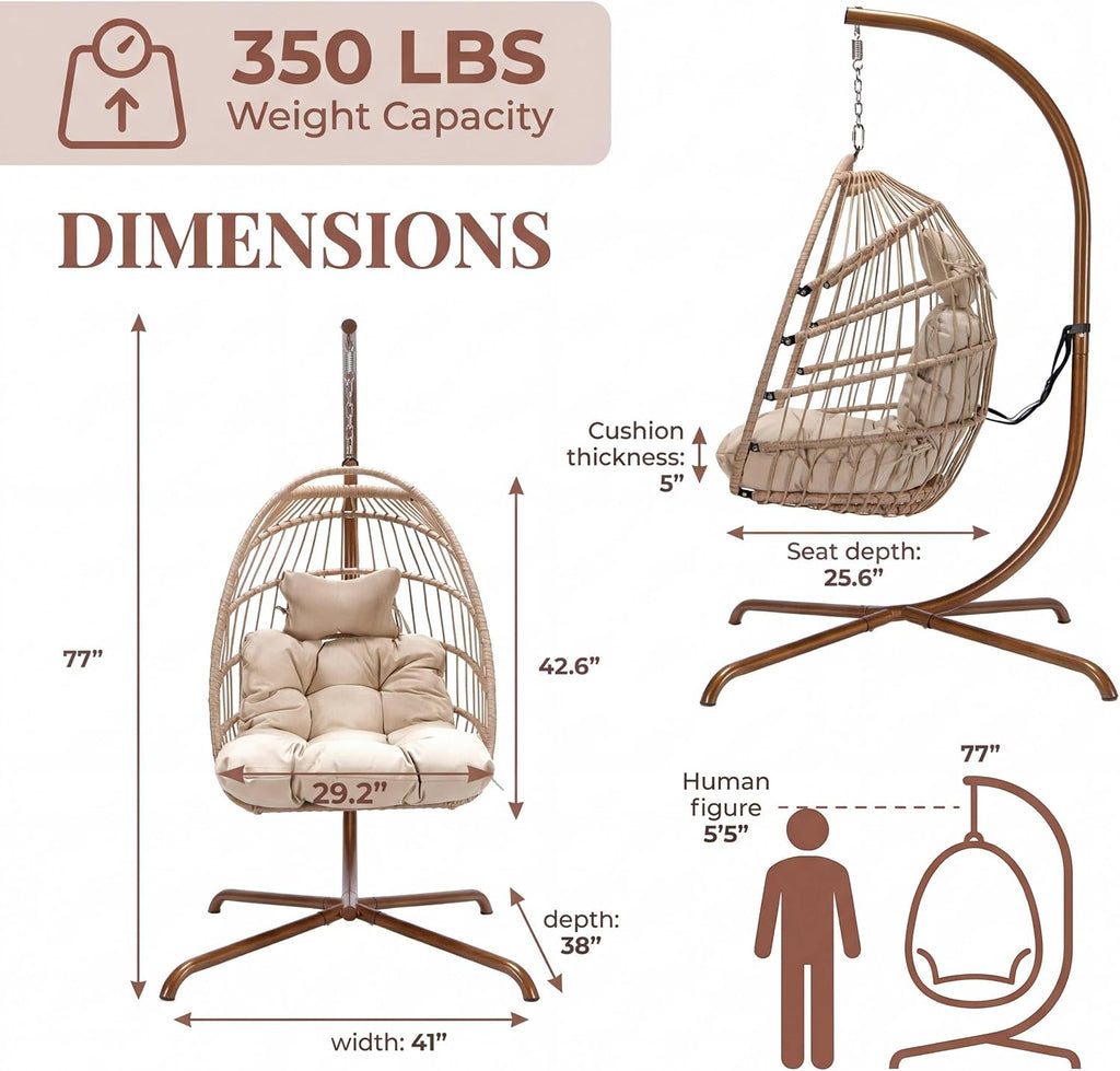 Rattan Hanging Egg Chair with Stand