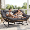 Double Wicker Rocking Papasan Chair