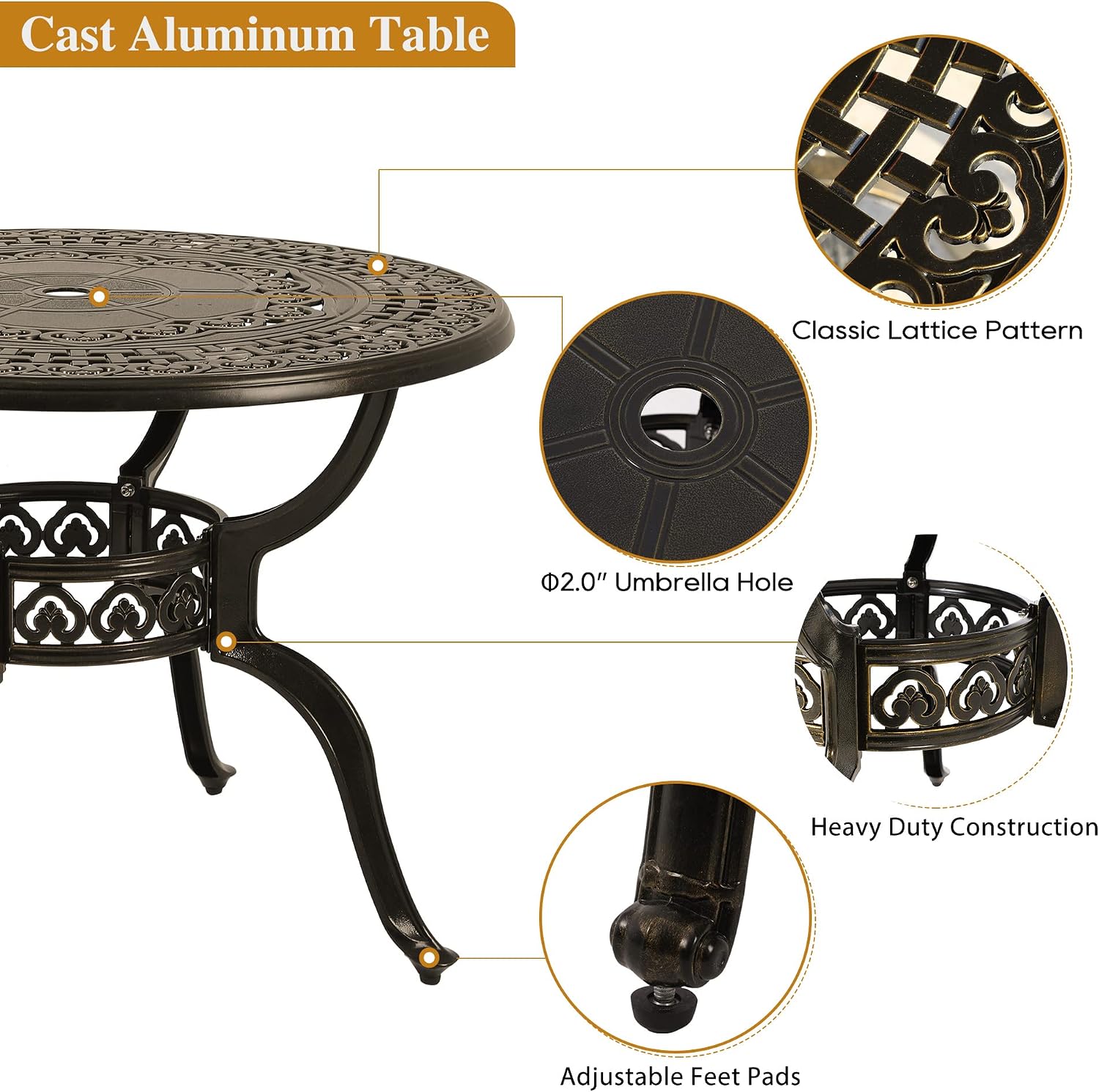 Cast Aluminum Patio Dining Set