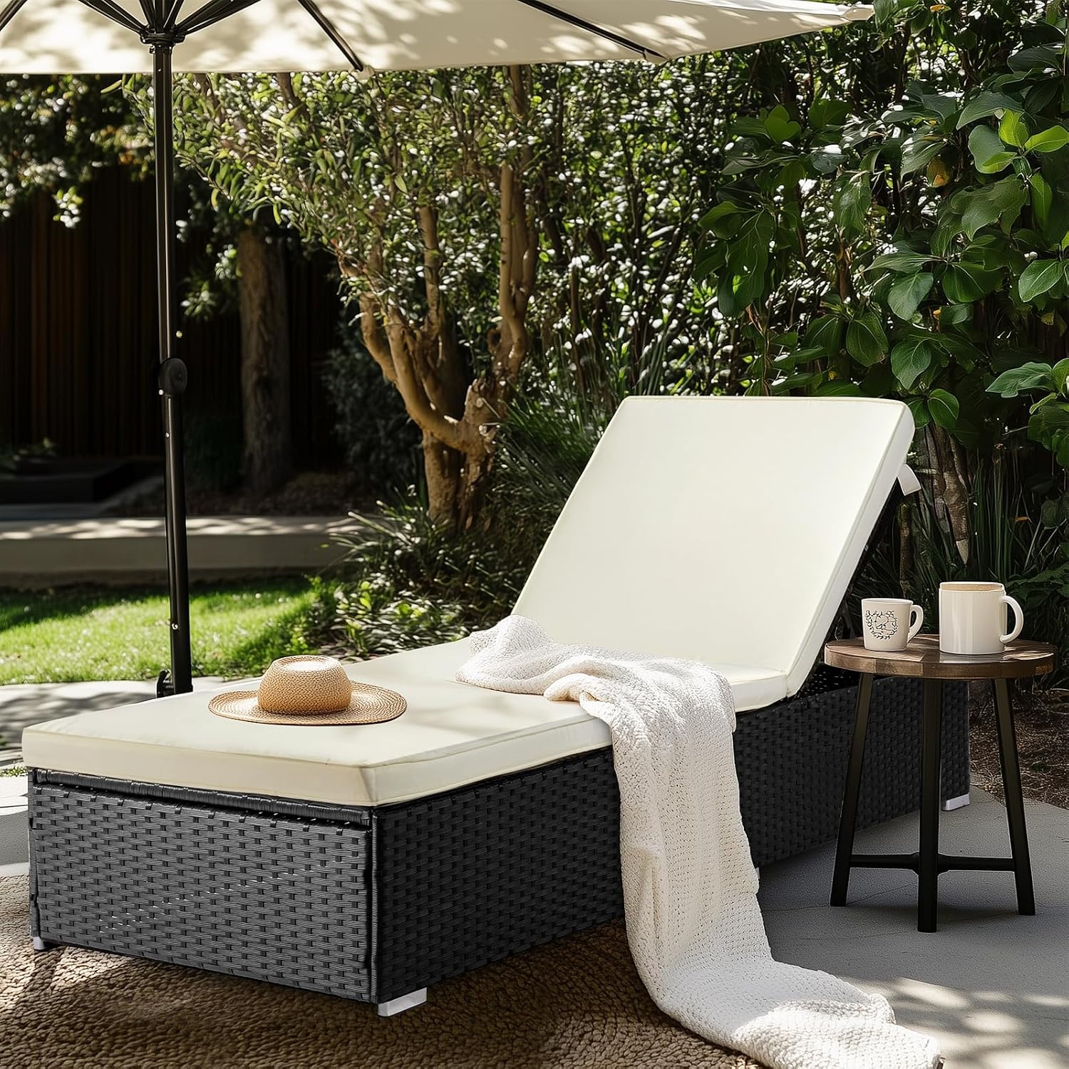 Rattan Adjustable Patio Chaise Lounge