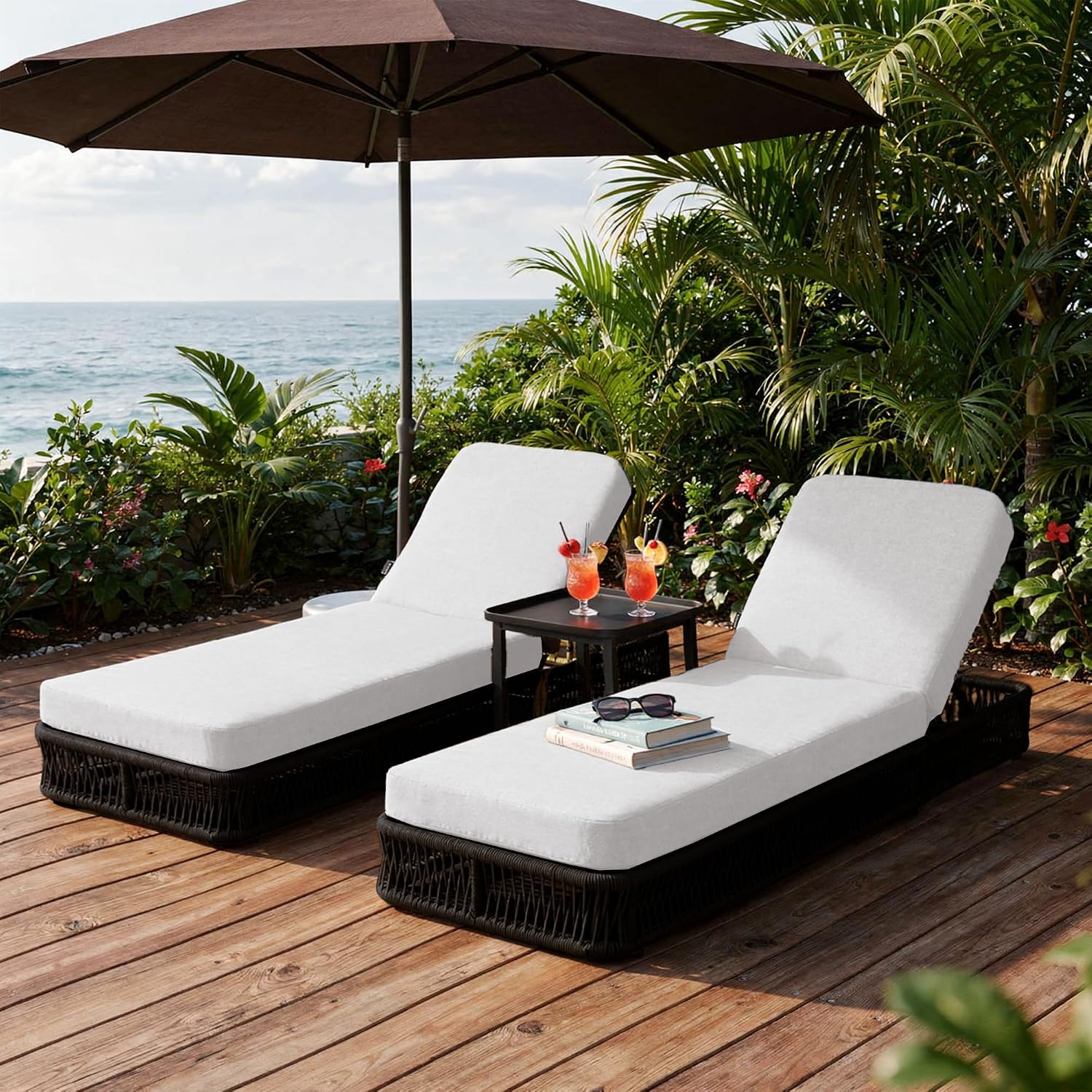 Rope Patio Chaise Lounge Set