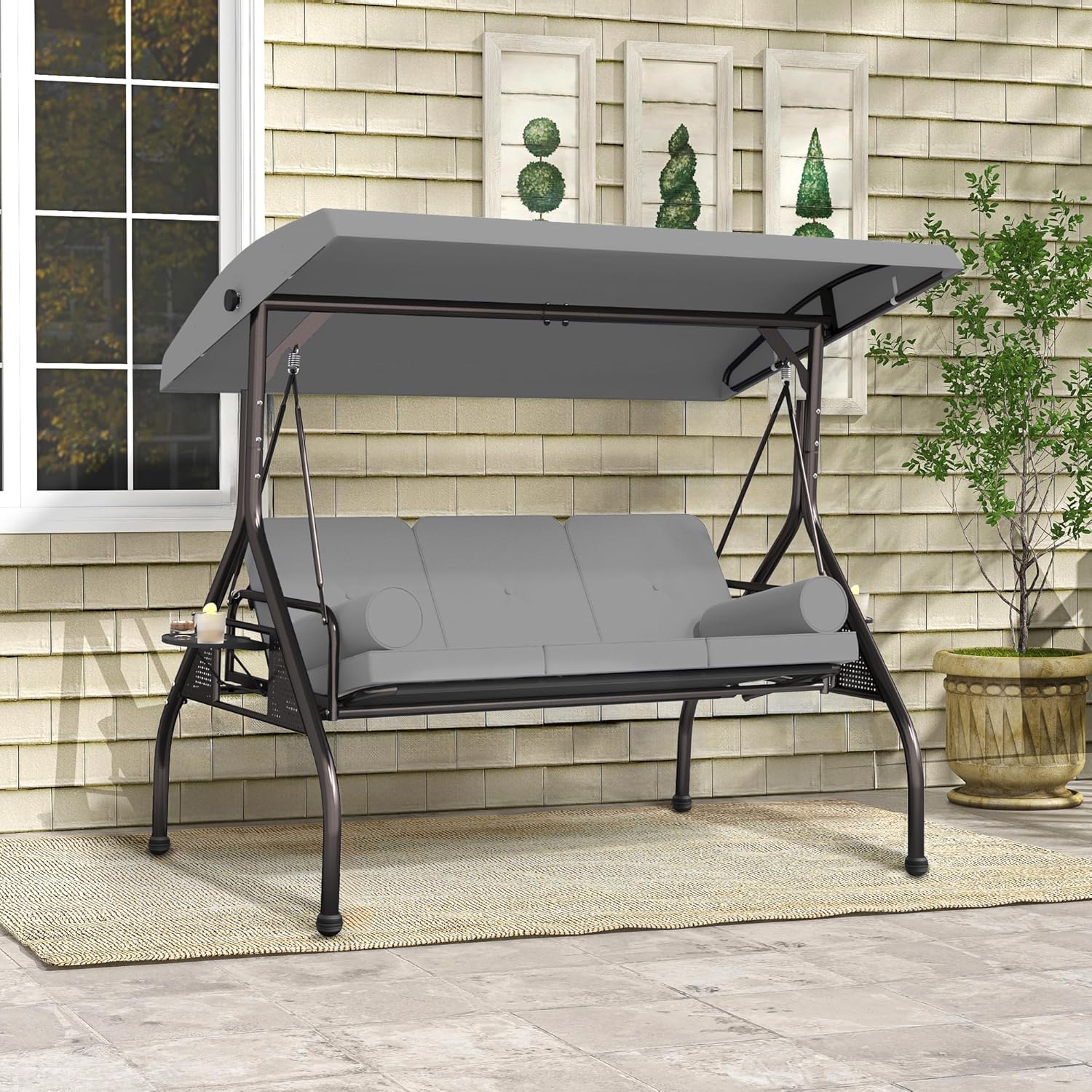 3-Seat Patio Swing with Canopy