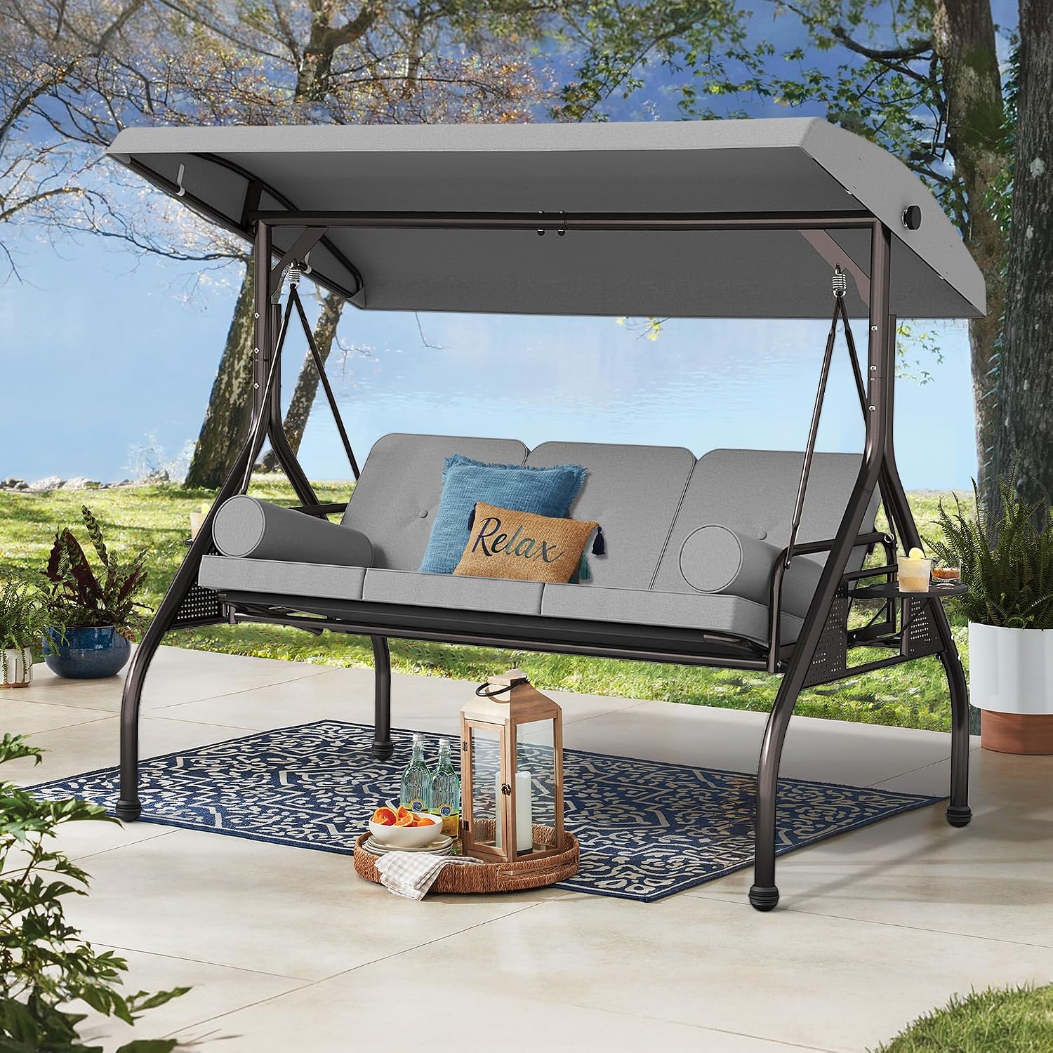3-Seat Patio Swing with Canopy