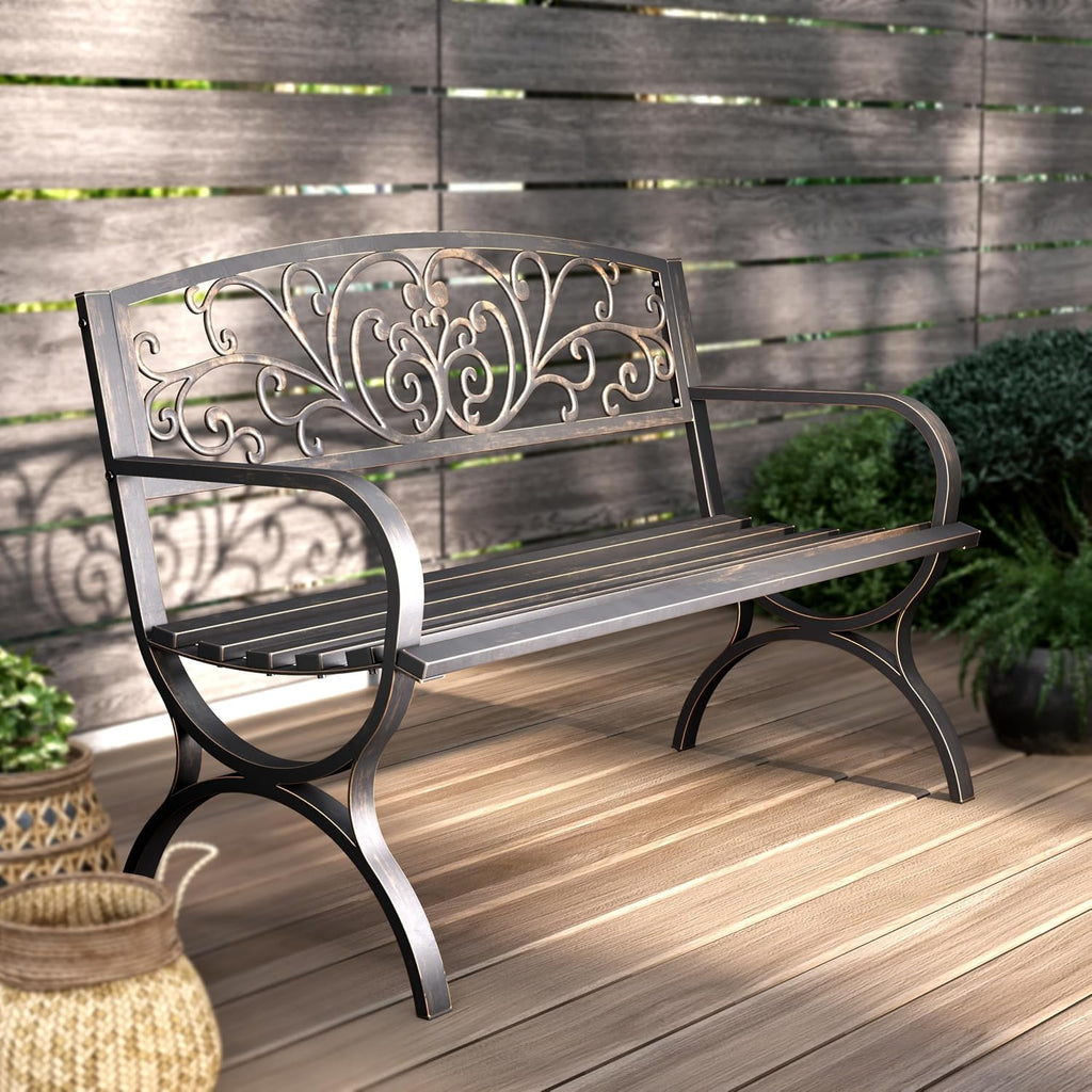 Cast Iron Floral Garden Bench