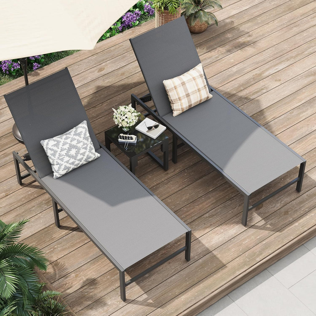 Adjustable Patio Chaise Lounge Set
